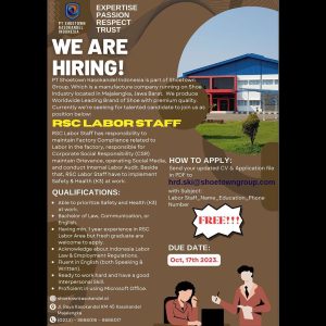 Open Recruitment LABOR STAFF RSC PT Shoetown Kasokandel