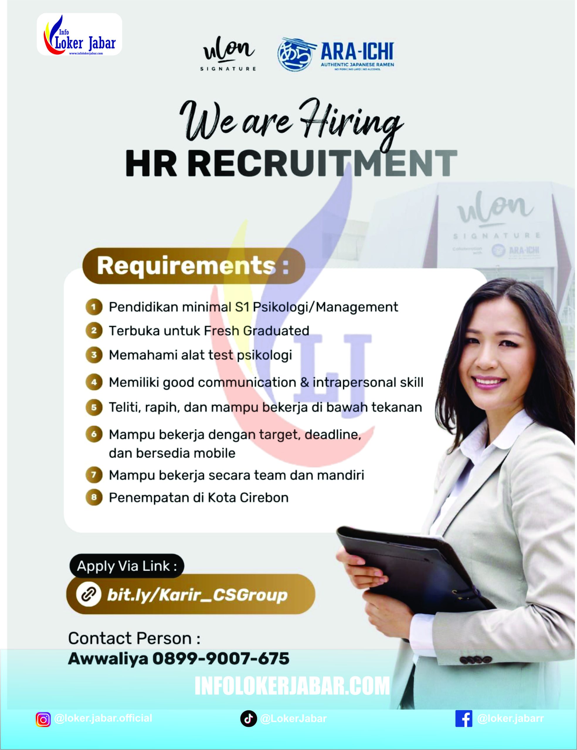 Lowongan Kerja HR Recruitment Cirebon CS Group