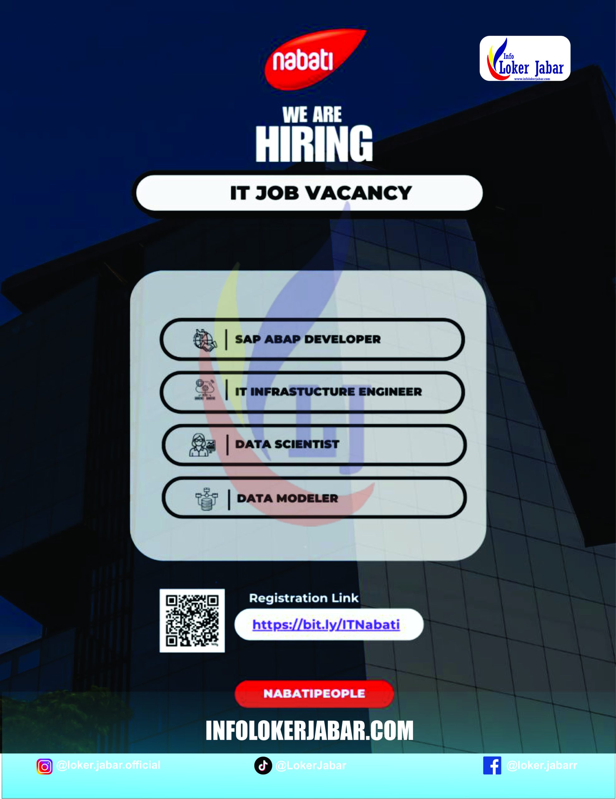 Poster Lowongan Kerja TI PT Nabati Bandung 2026 Posisi SAP Developer dan Data Scientist