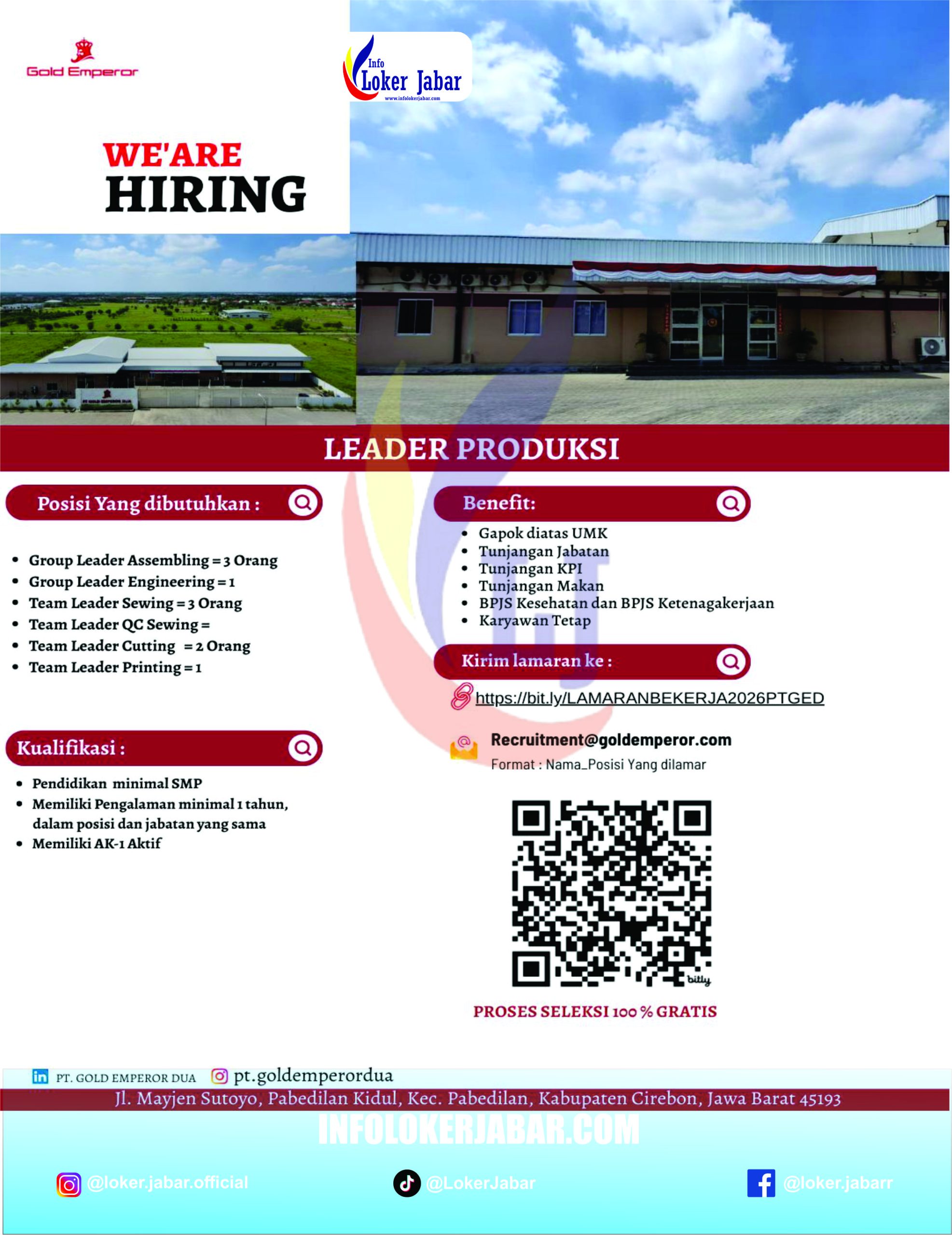 Poster Lowongan Kerja IT Inventory EXIM Kabupaten Cirebon 2026