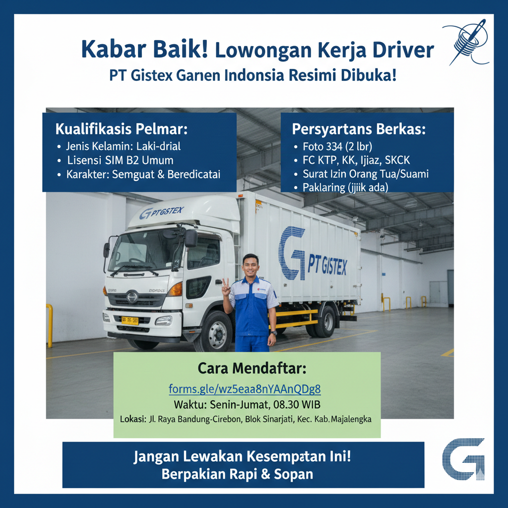 lowongan kerja PT Gistex Garmen Indonesia