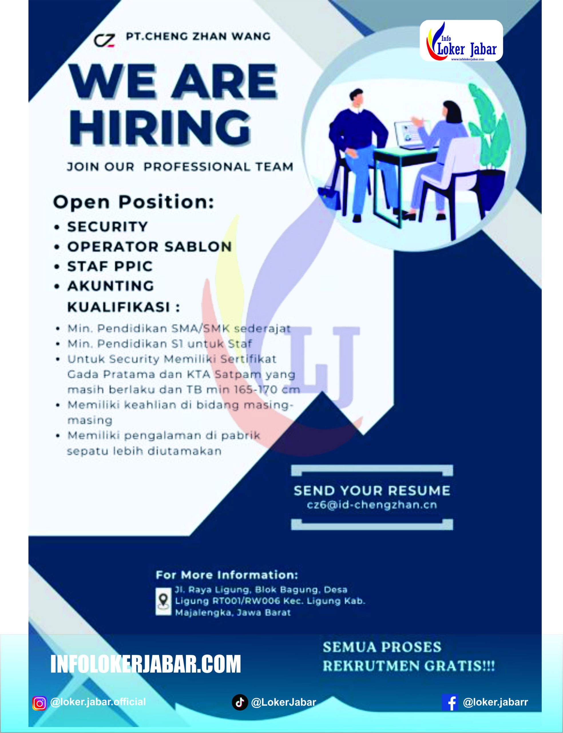 lowongan kerja PT Cheng Zhan Wang