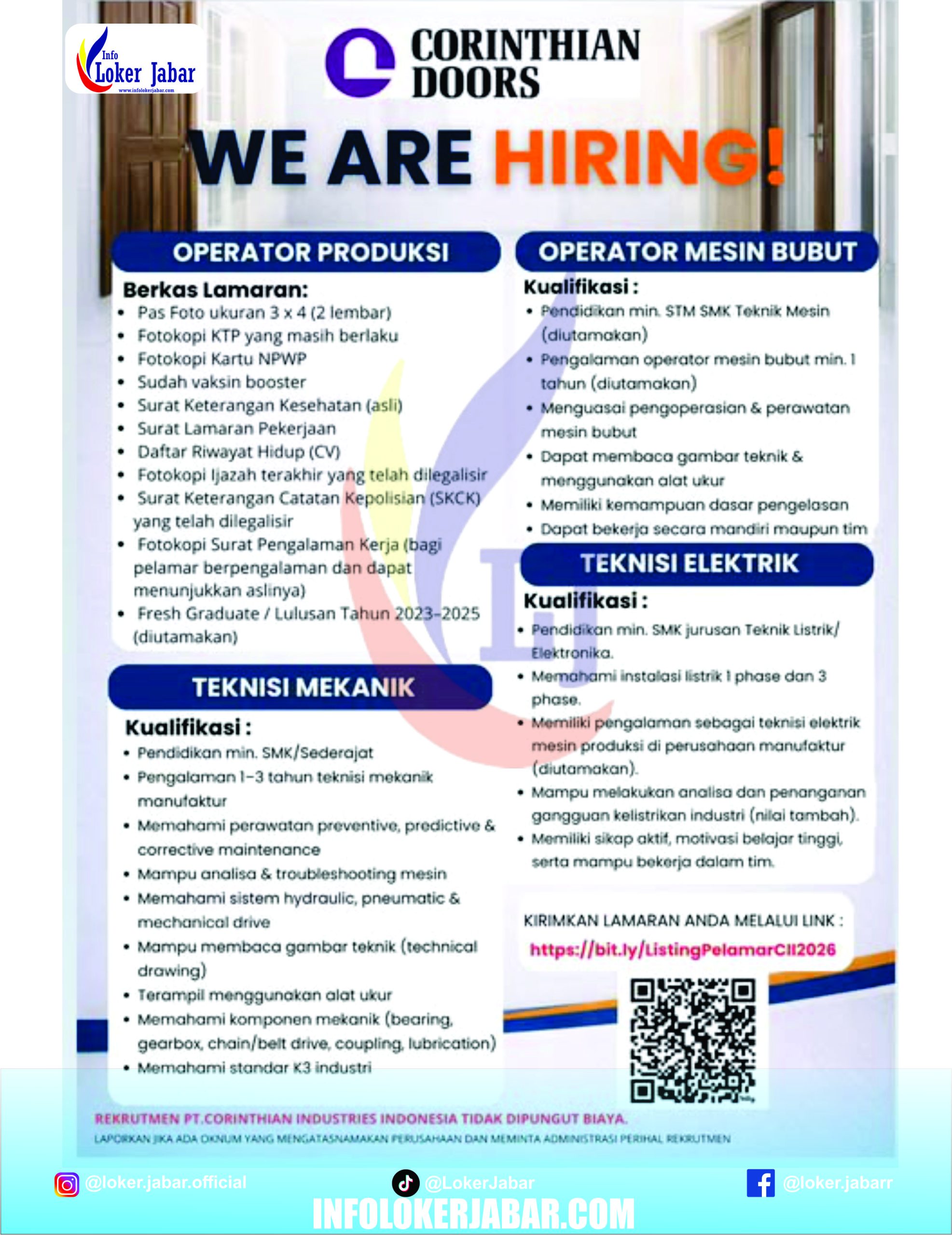 Lowongan Kerja PT Corinthian Industries Indonesia