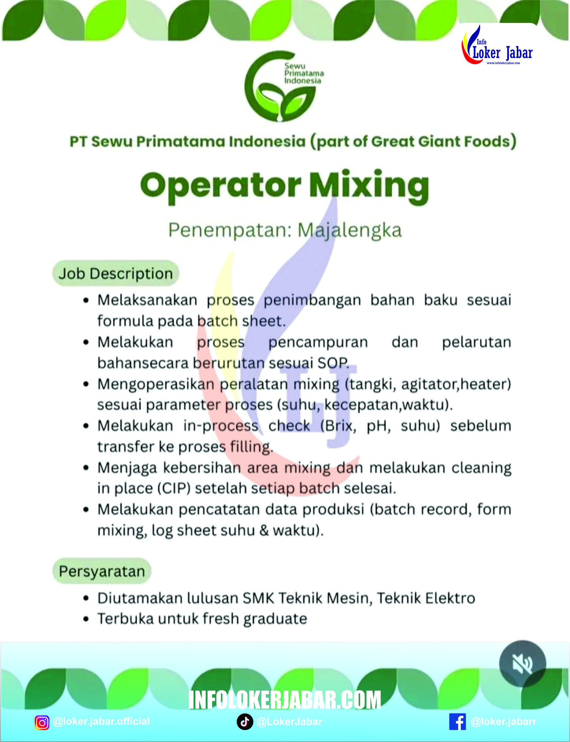 Loker PT Sewu Primatama Indonesia Majalengka