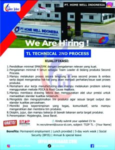 Lowongan Kerja TL Technical 2nd PT Home Well Indonesia