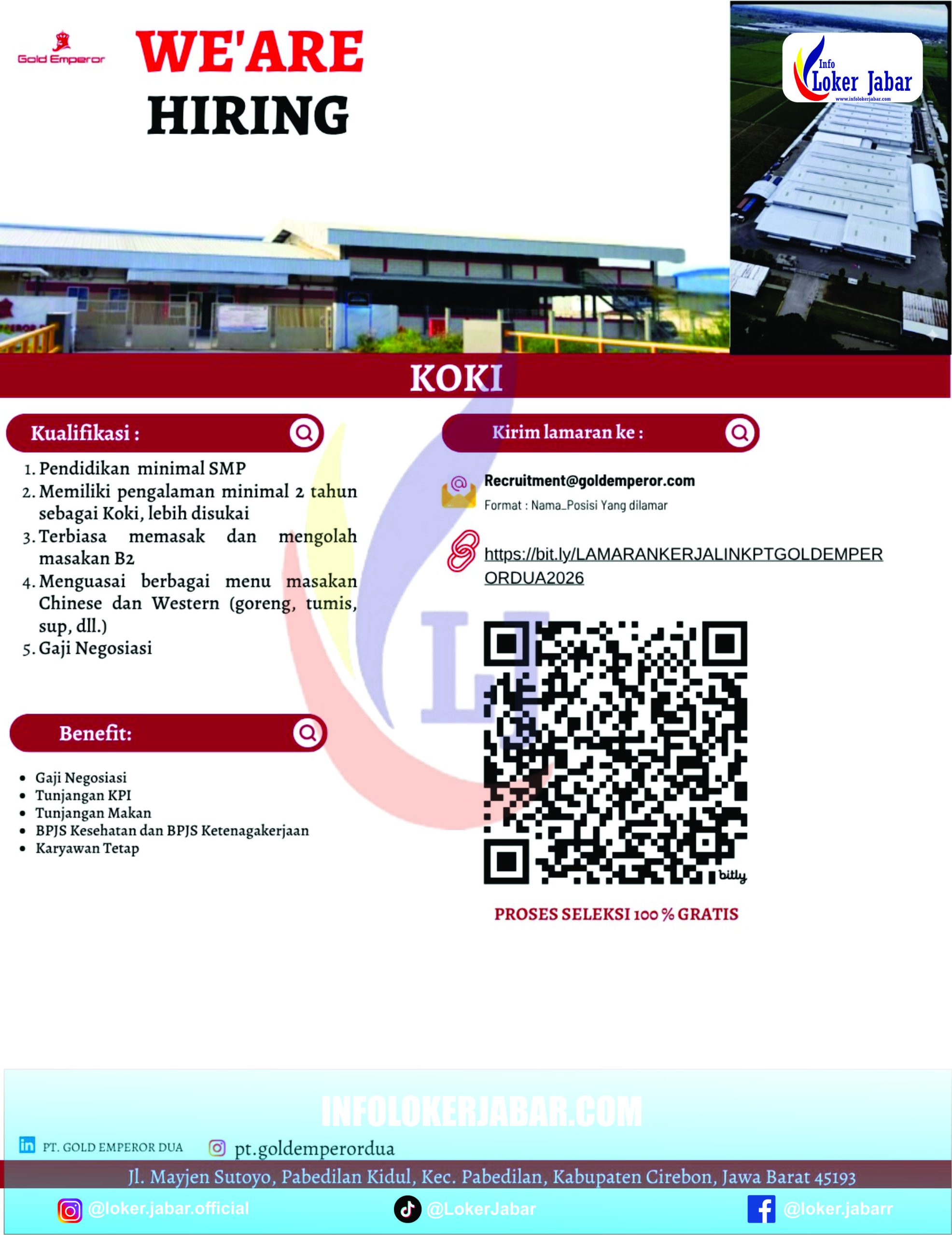 Loker Koki PT Gold Emperor Dua Cirebon