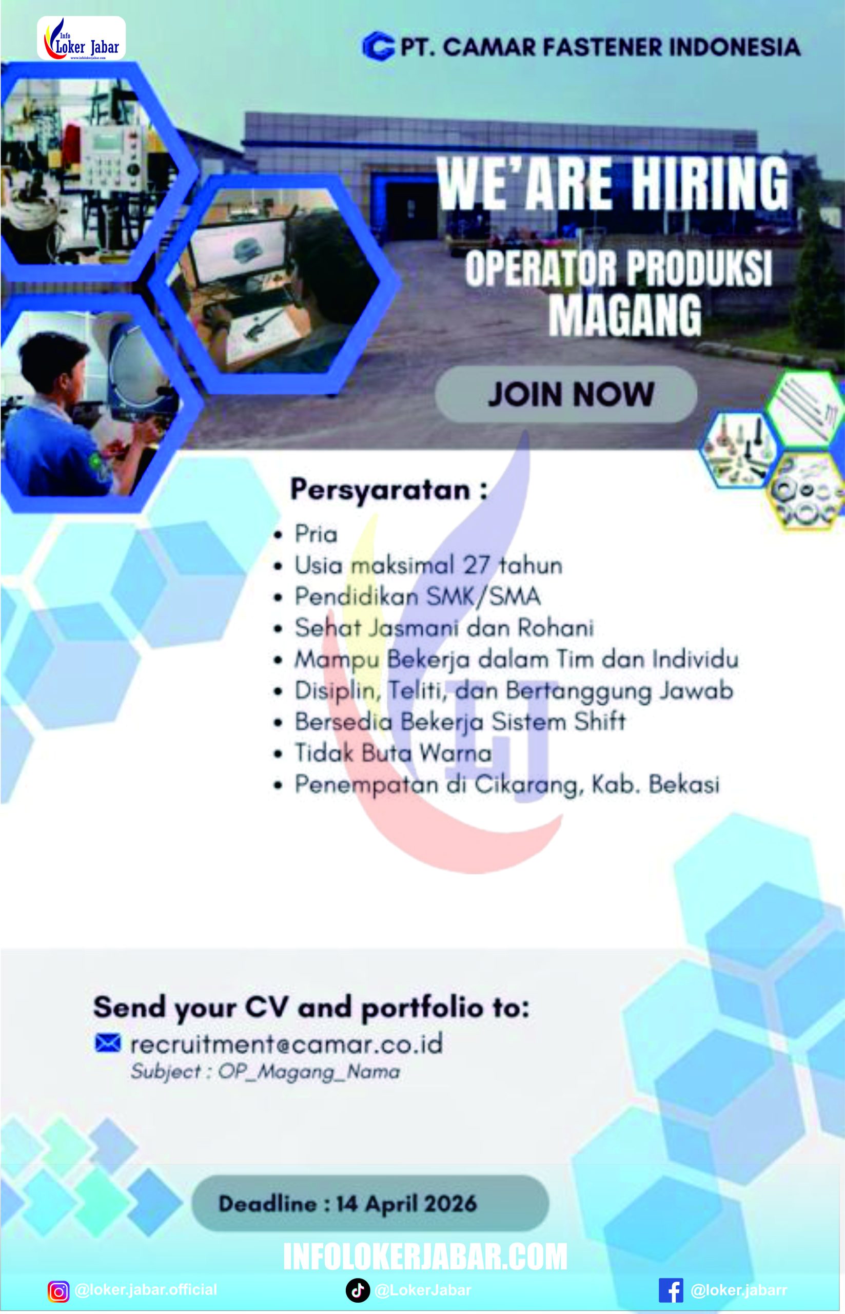 Loker PT Camar Fastener Indonesia