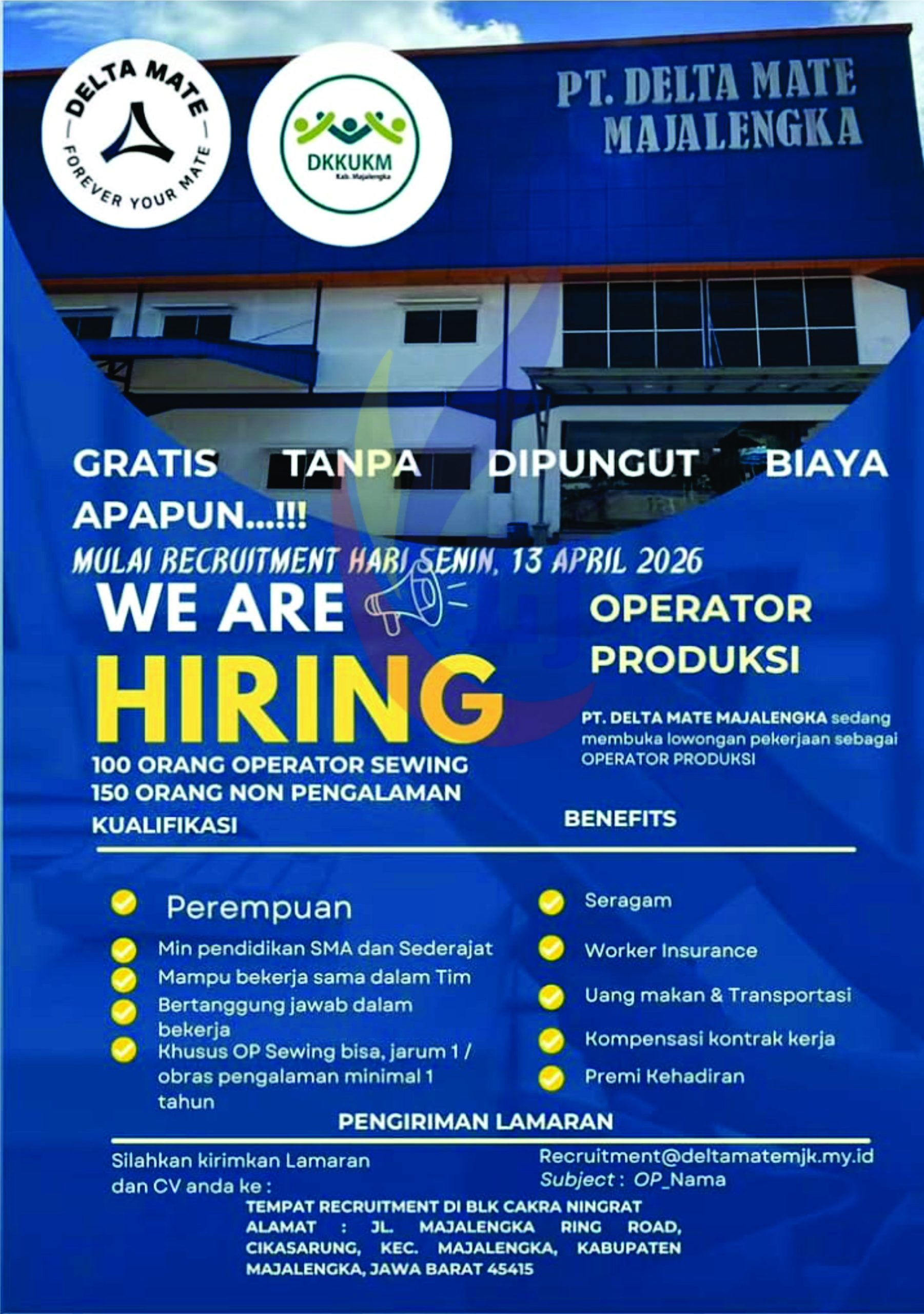 Loker PT Delta Mate Majalengka