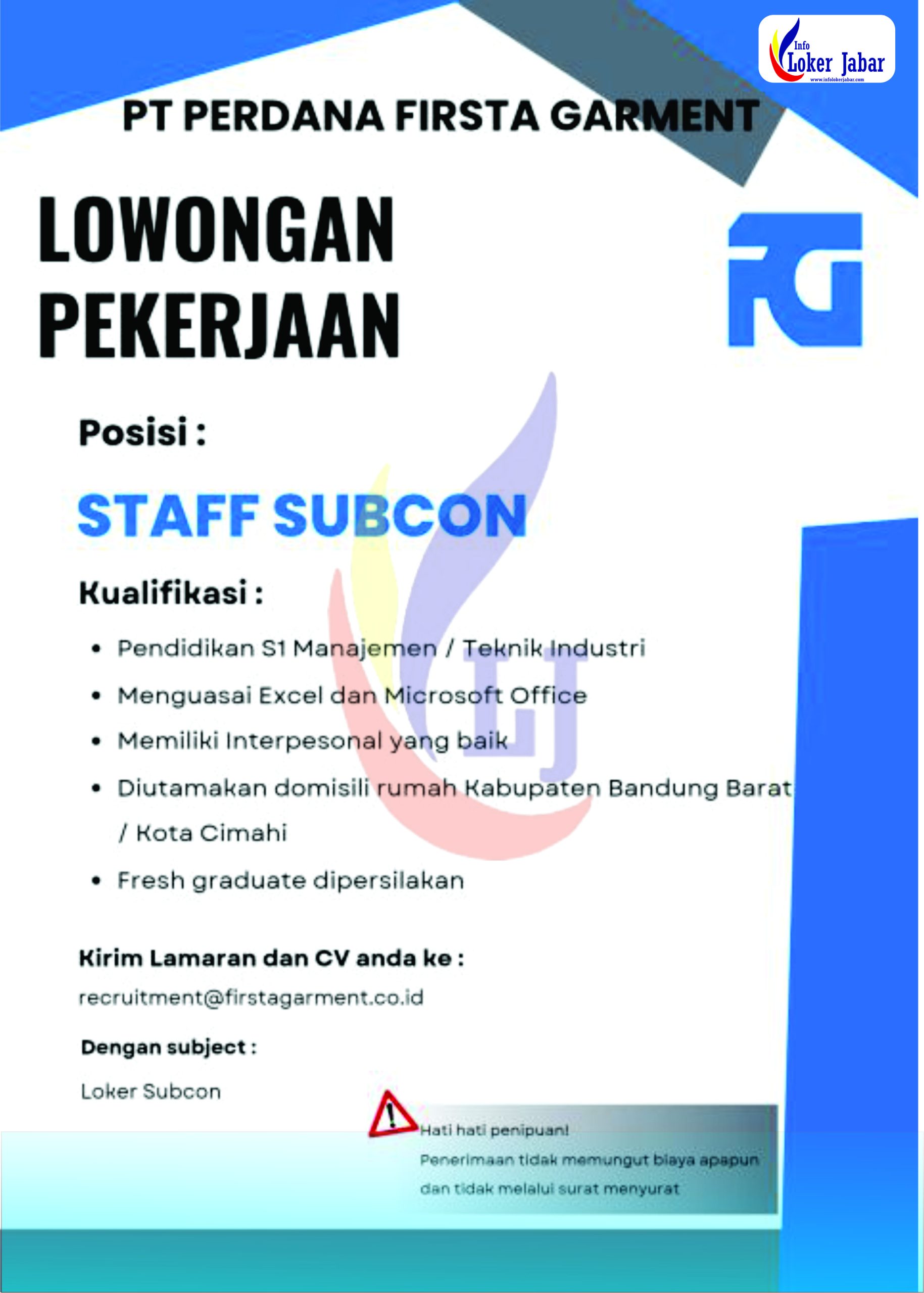 Loker PT Perdana Firsta Garment