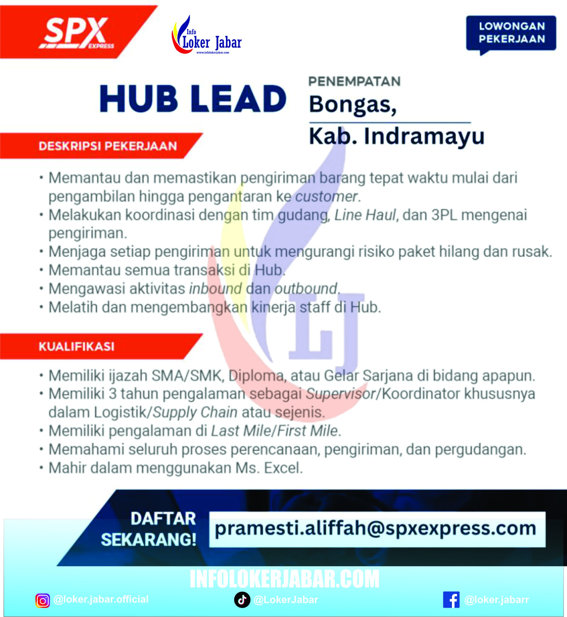 Lowongan Kerja SPX Express Indramayu 2026 | Posisi Hub Lead