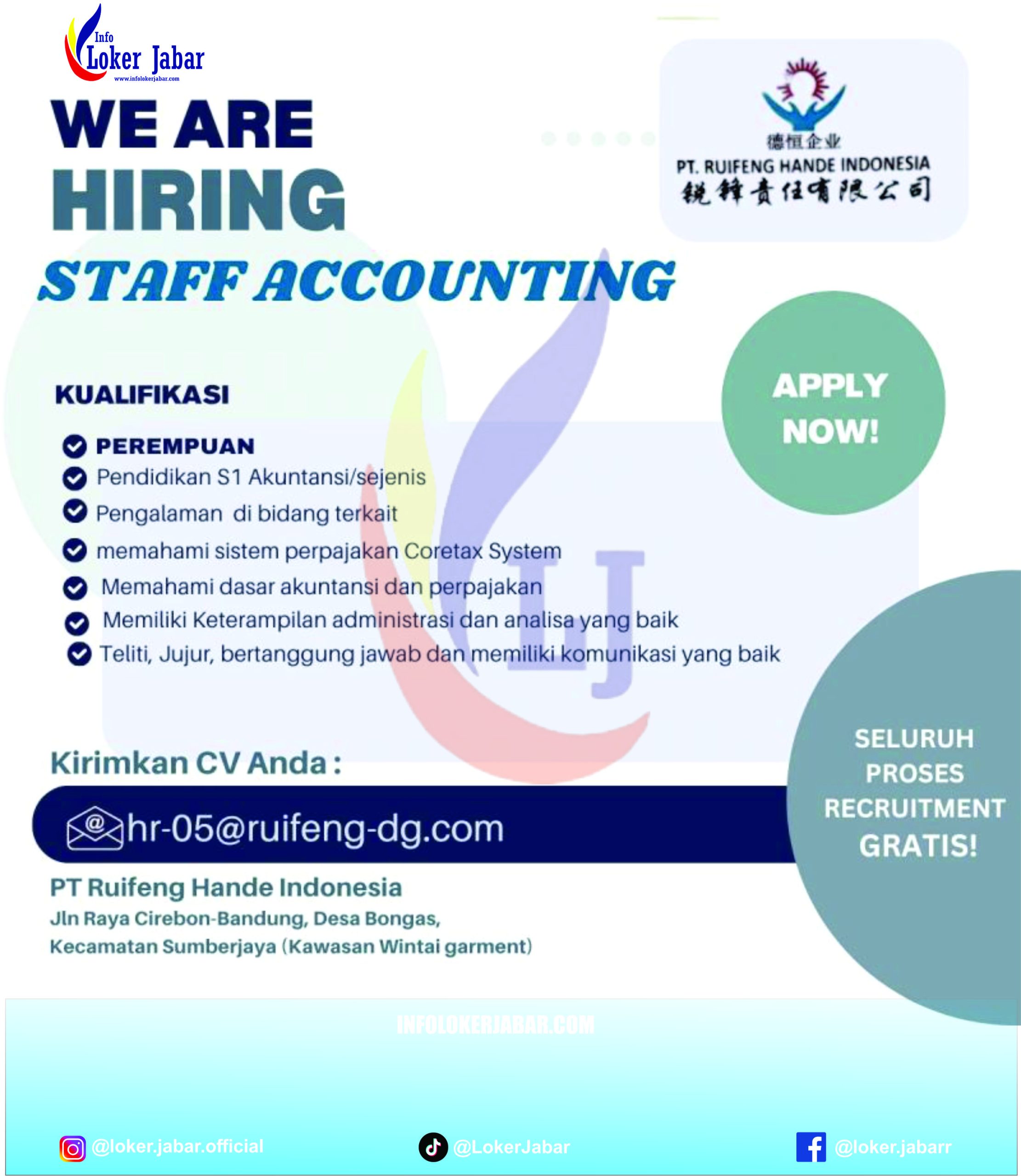 Loker PT Ruifeng Hande Indonesia
