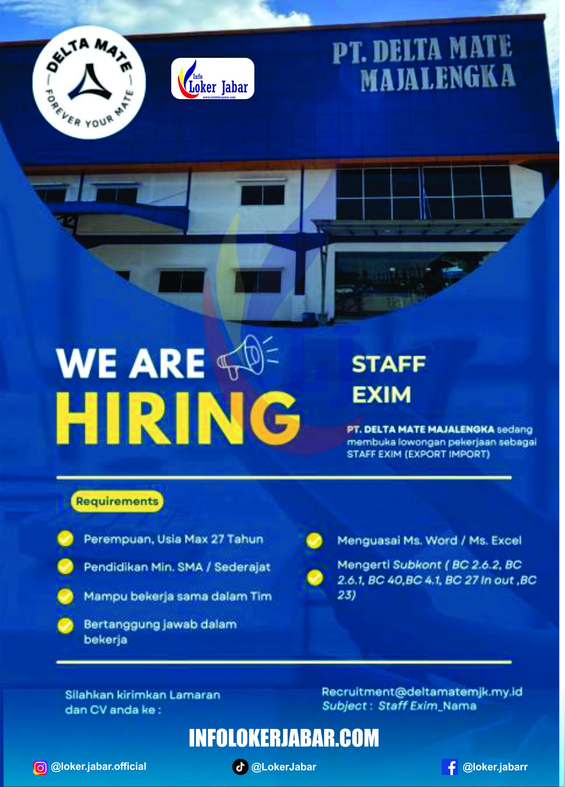 Loker PT Delta Mate Majalengka