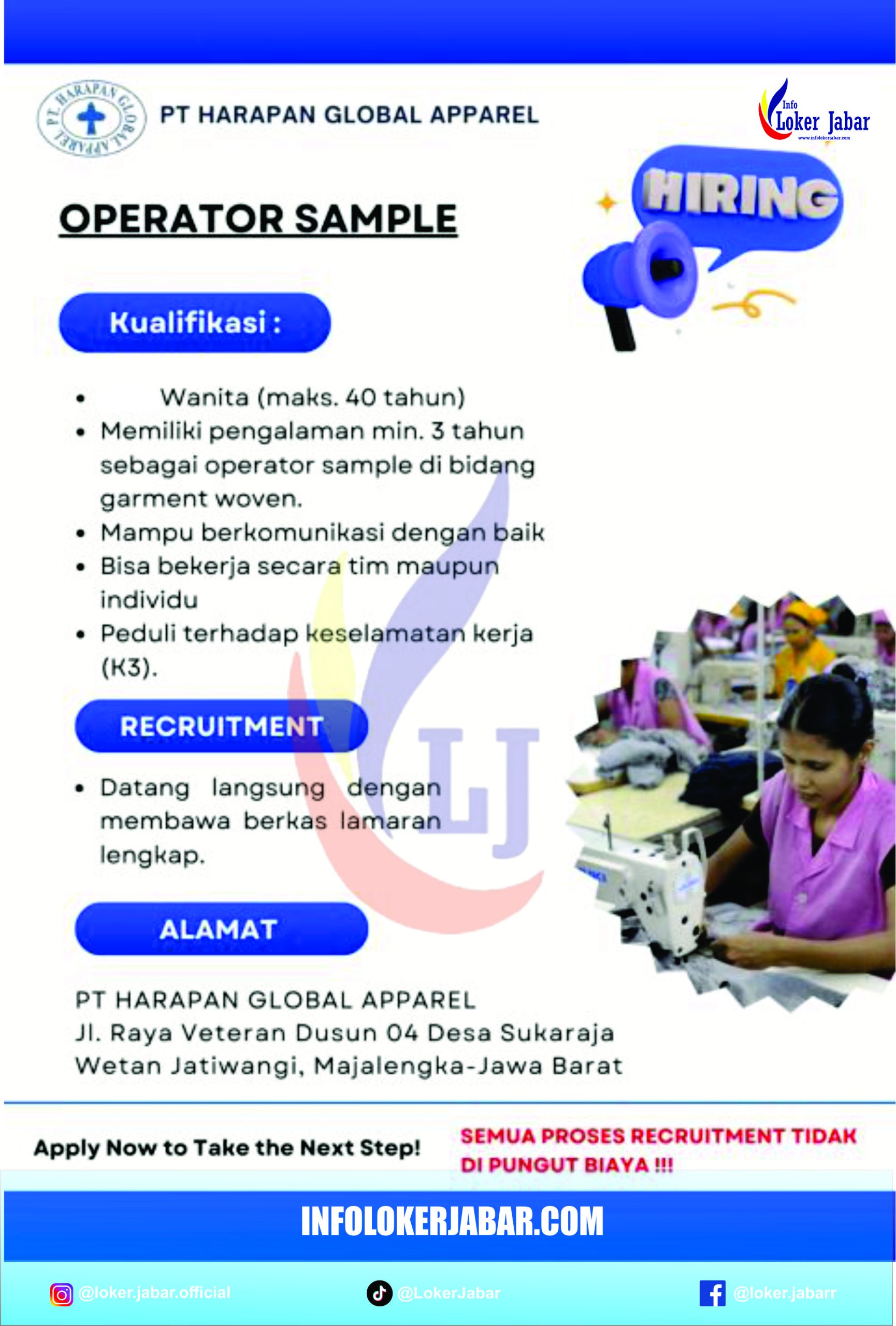 Loker PT Harapan Global Apparel 2026