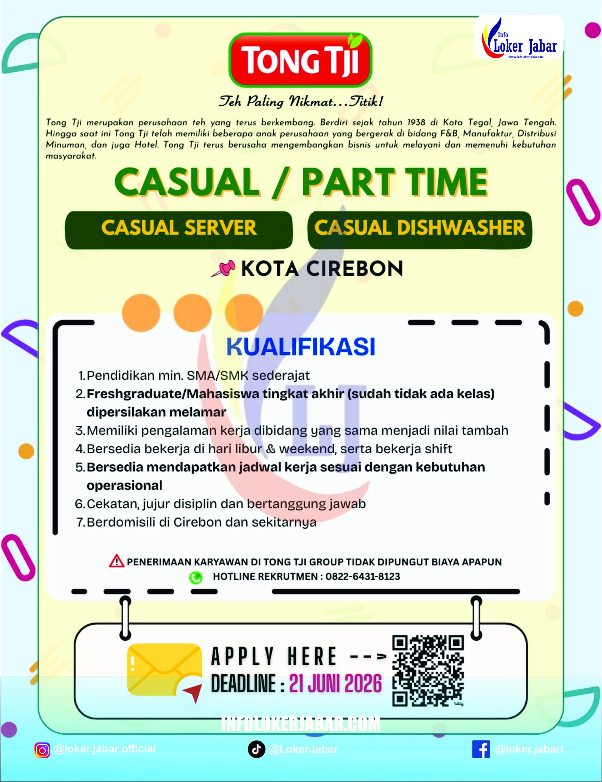 Lowongan Kerja Tong Tji Cirebon Juni 2026