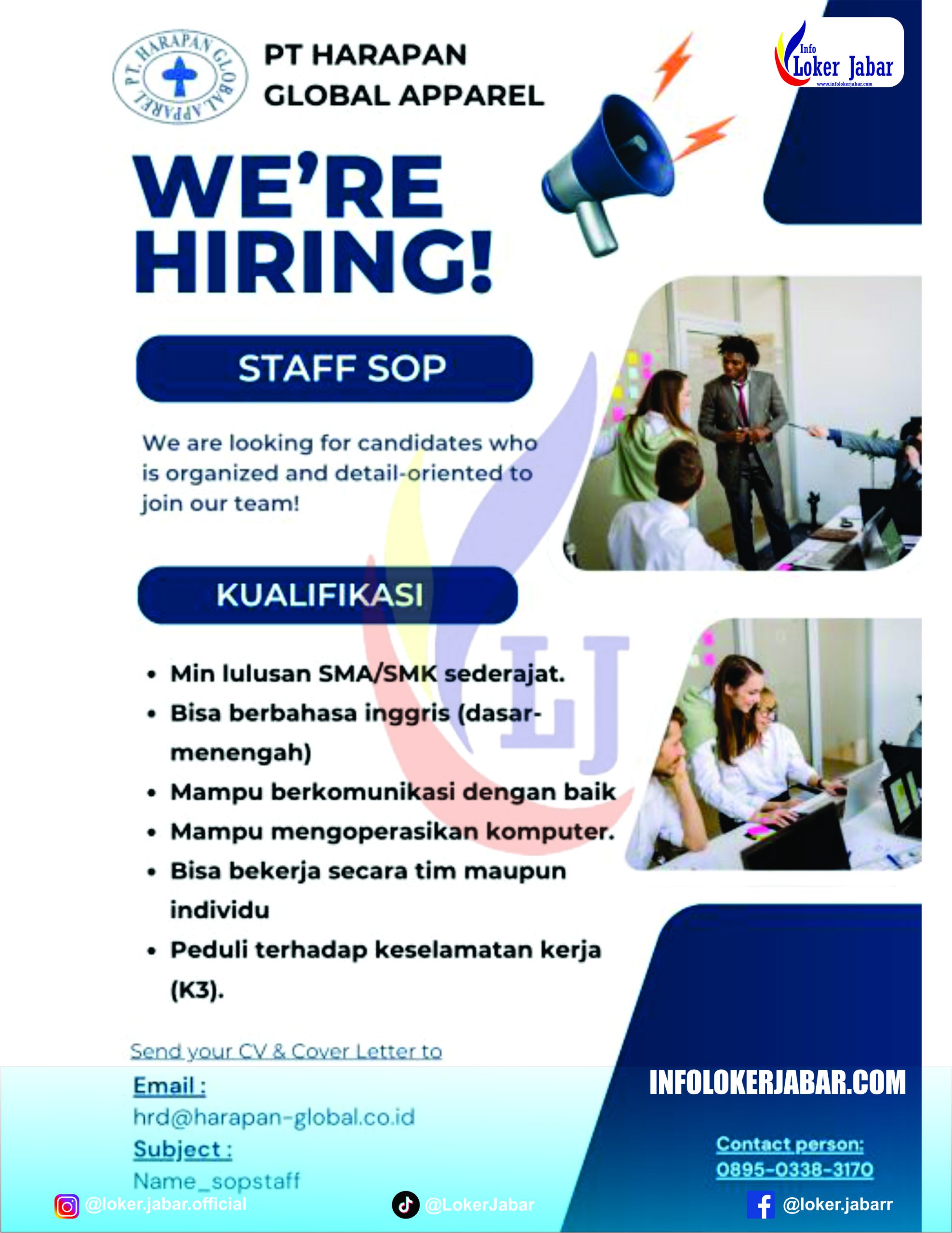 Lowongan Kerja PT Harapan Global Apparel Juni 2026: Staff SOP