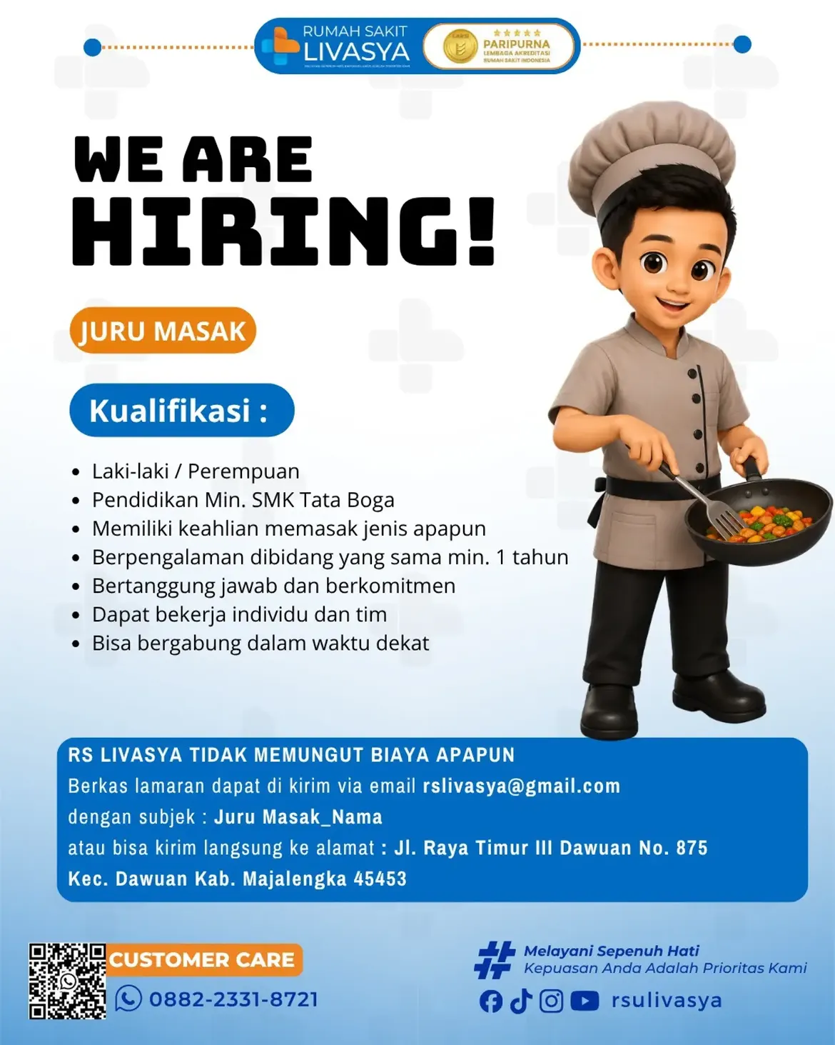Lowongan Kerja Juru Masak Rumah Sakit Livasya Majalengka