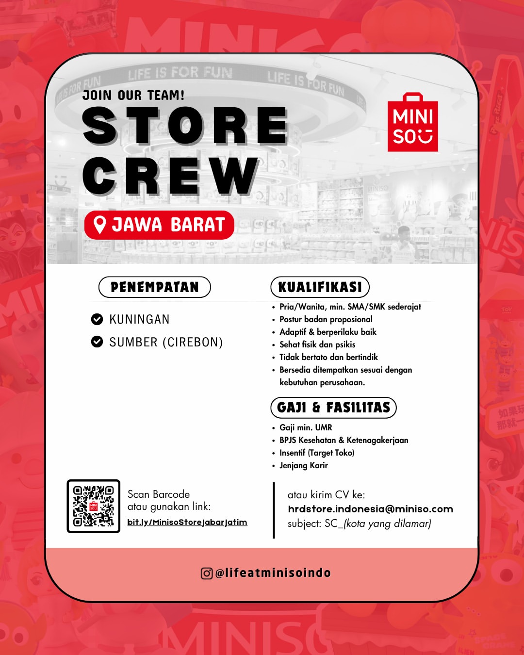 Lowongan Kerja Miniso Kuningan & Cirebon Juli 2026: Posisi Store Crew